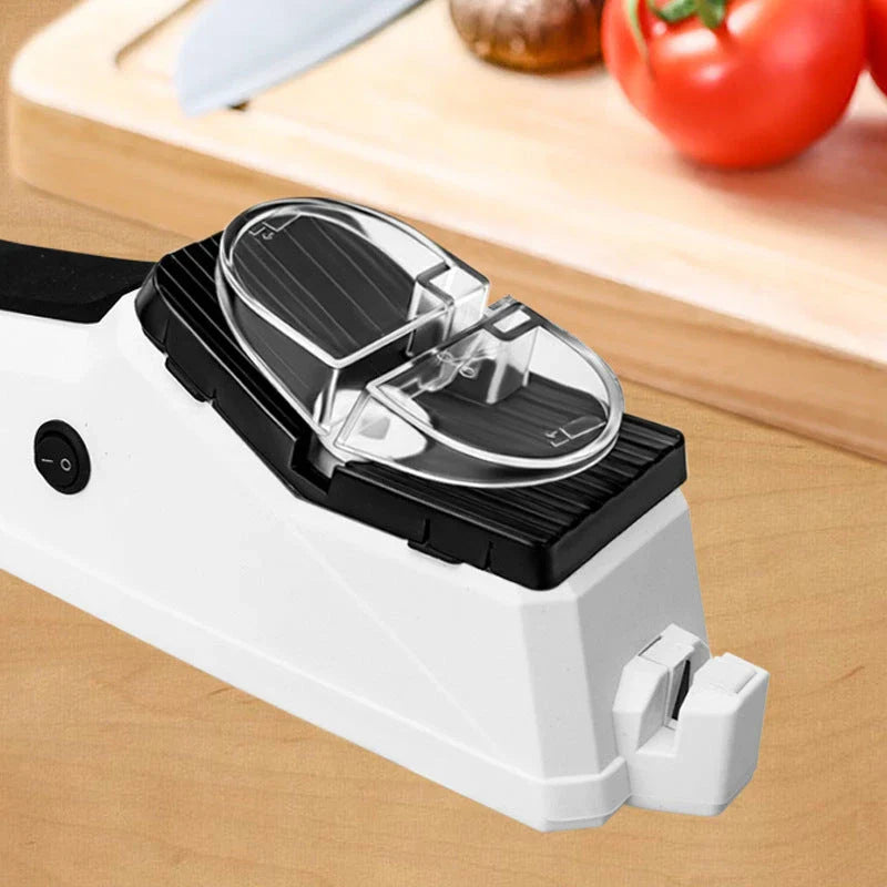 Premium electric knife sharpener with high-powered motor and precision grinding wheels for rapid blade honing