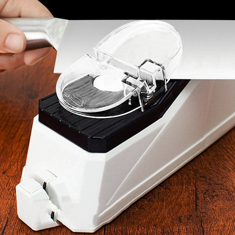 Premium electric knife sharpener with high-powered motor and precision grinding wheels for rapid blade honing