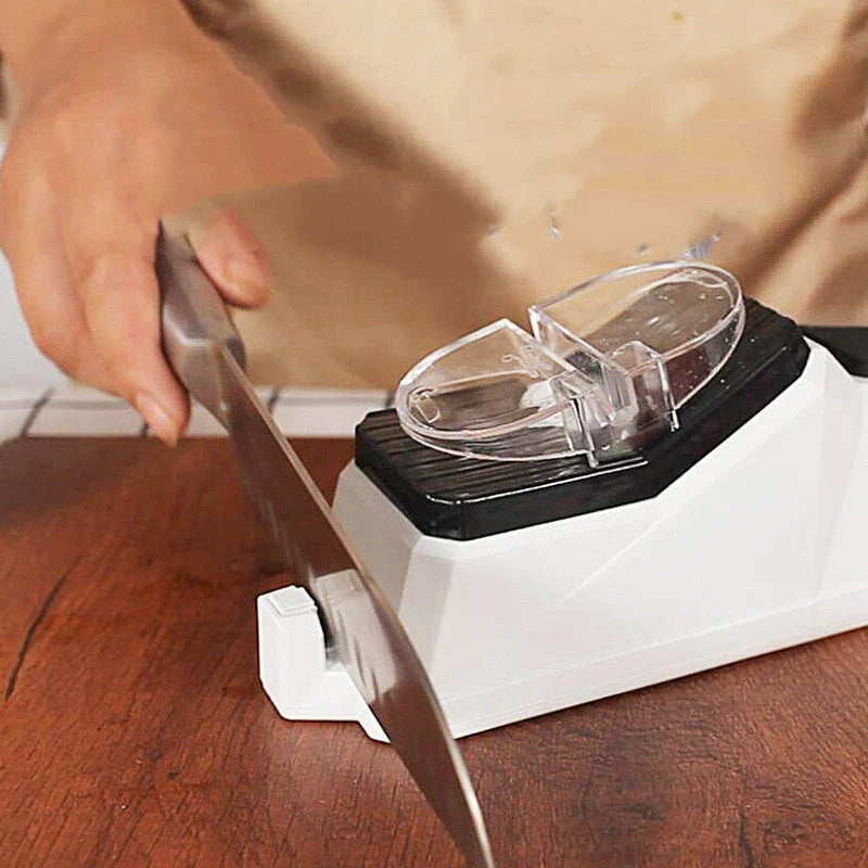 Premium electric knife sharpener with high-powered motor and precision grinding wheels for rapid blade honing