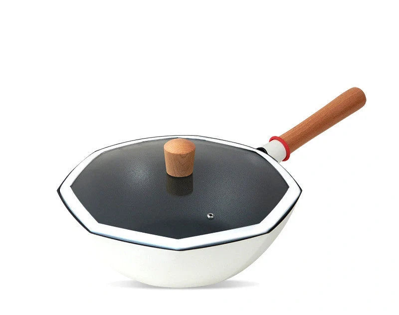 Maifan Stone non-stick wok with double pour spouts and long handle