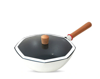 Maifan Stone non-stick wok with double pour spouts and long handle