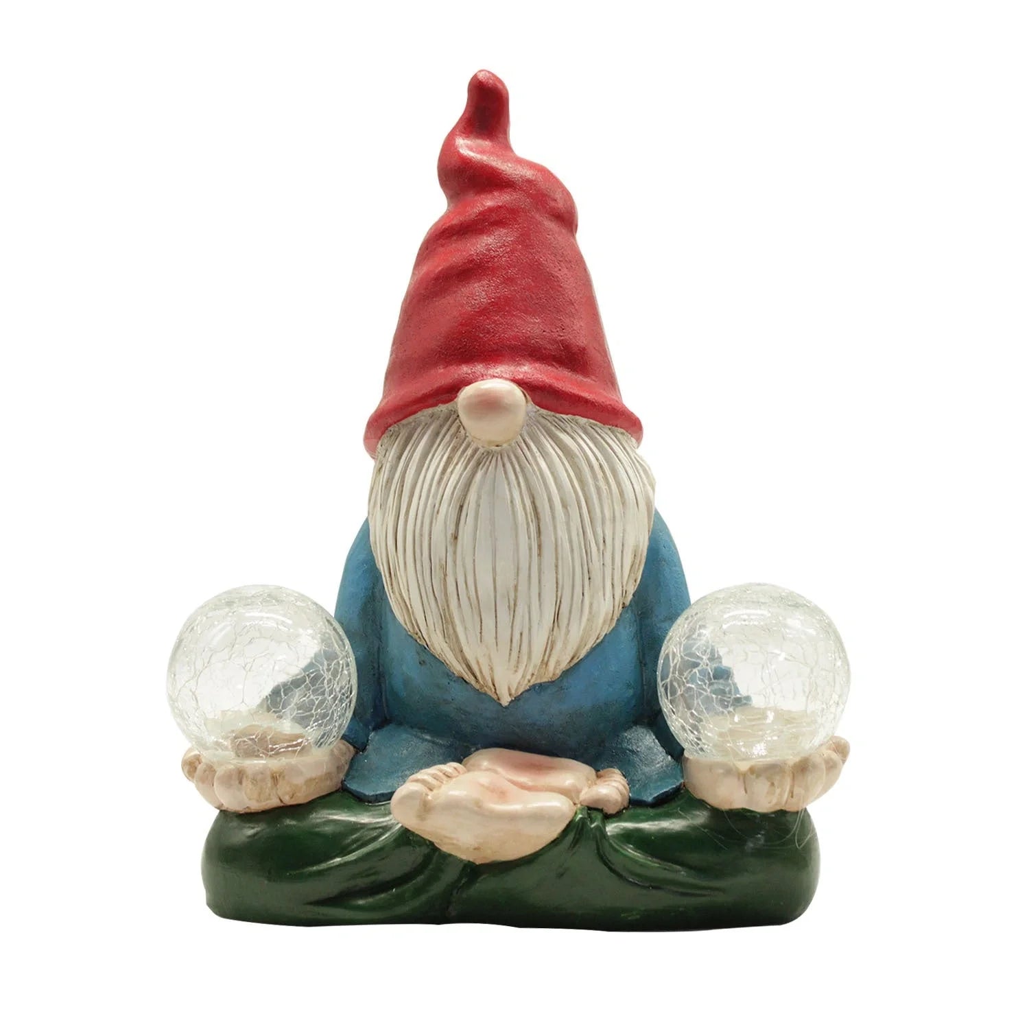 Solar-powered LED resin dwarf doll outdoor garden ornament
