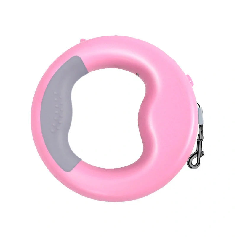 Retractable dog leash with night light in blue and pink options