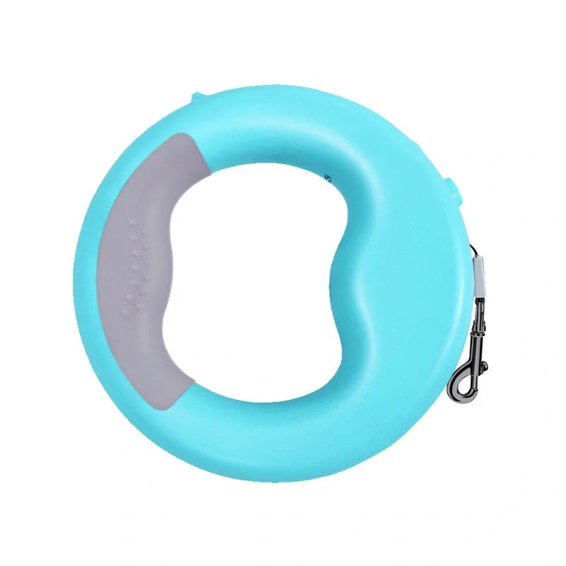 Retractable dog leash with night light in blue and pink options