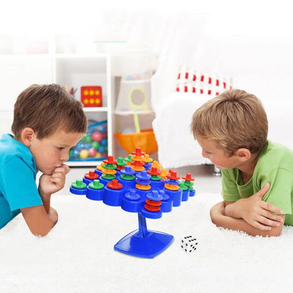 Montessori Balance Turntable Stacking Game in vibrant blue, perfect for family fun and learning