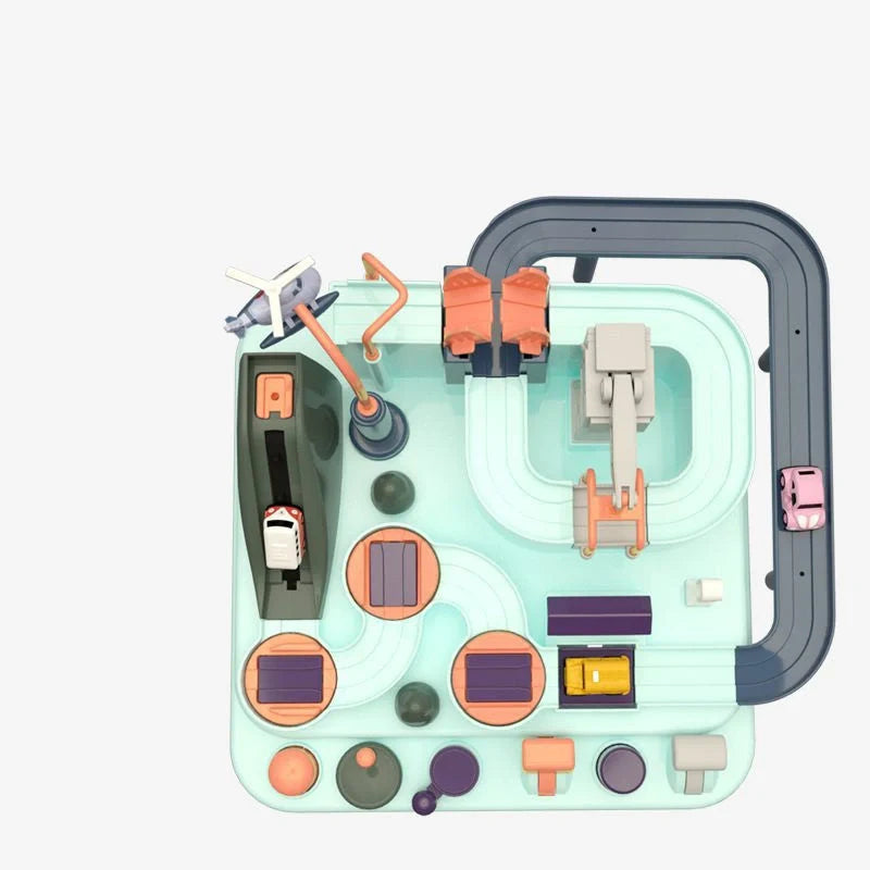 Macaron school bus version static plastic toy with English packaging
