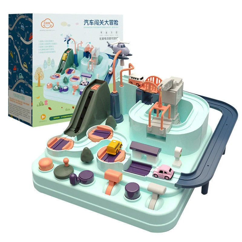 Macaron school bus version static plastic toy with English packaging