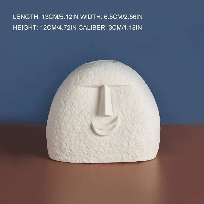 Ceramic face vase with unique facial expressions for home and office decoration