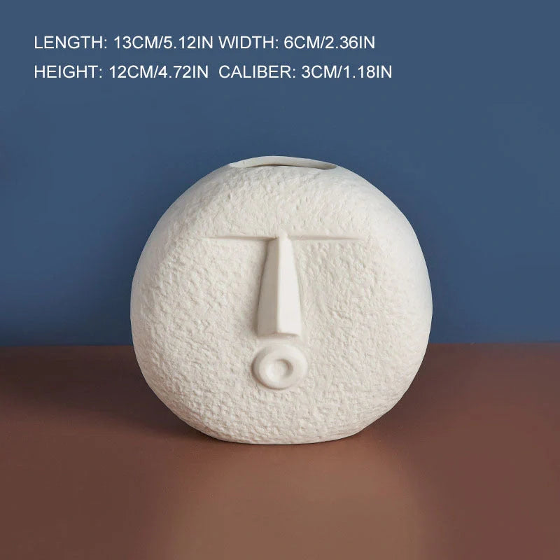 Ceramic face vase with unique facial expressions for home and office decoration