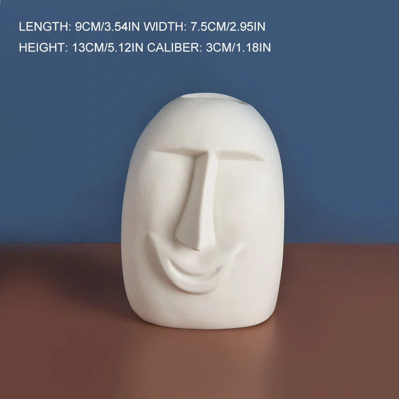 Ceramic face vase with unique facial expressions for home and office decoration