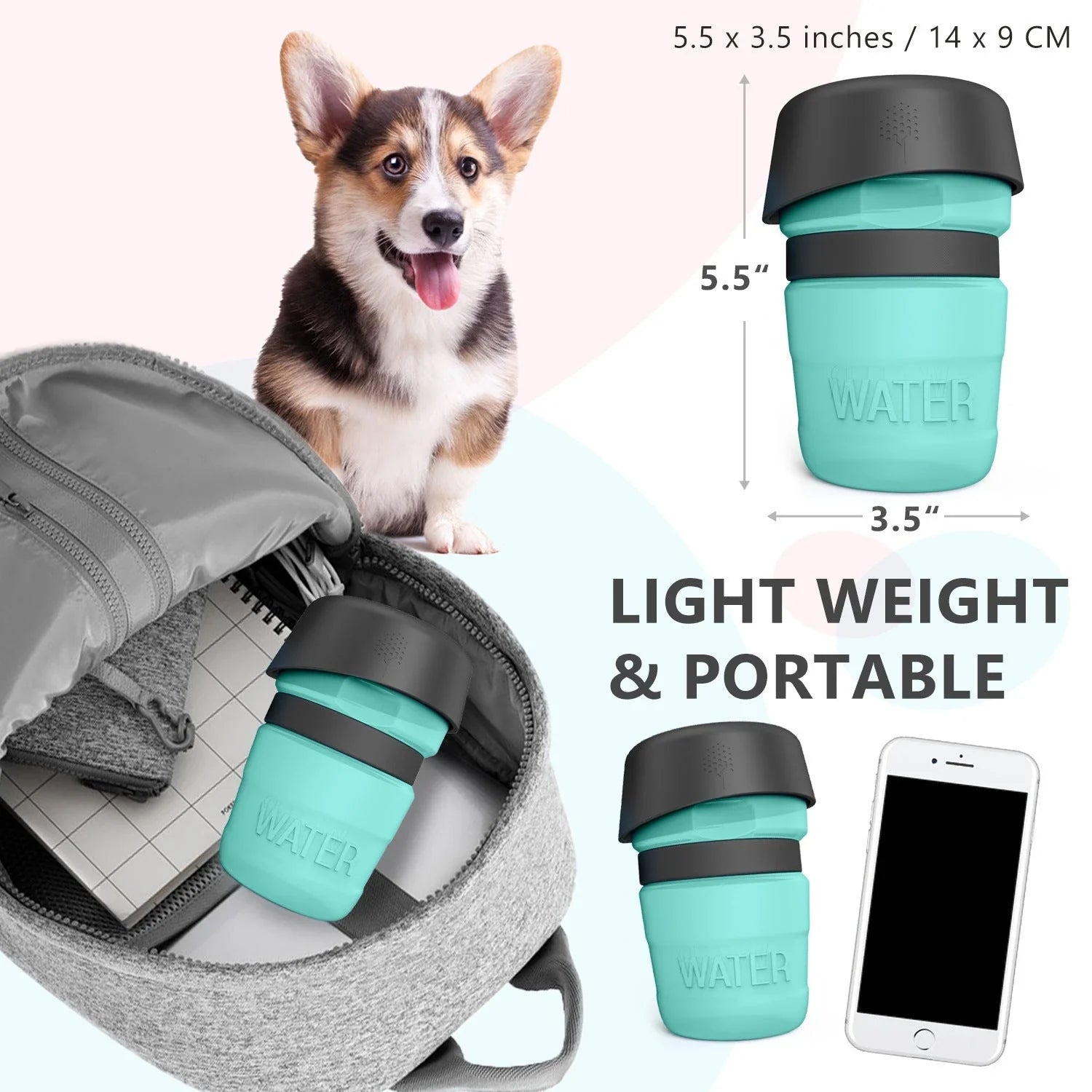 Foldable dog water bottle with integrated collapsible bowl for convenient hydration on the go