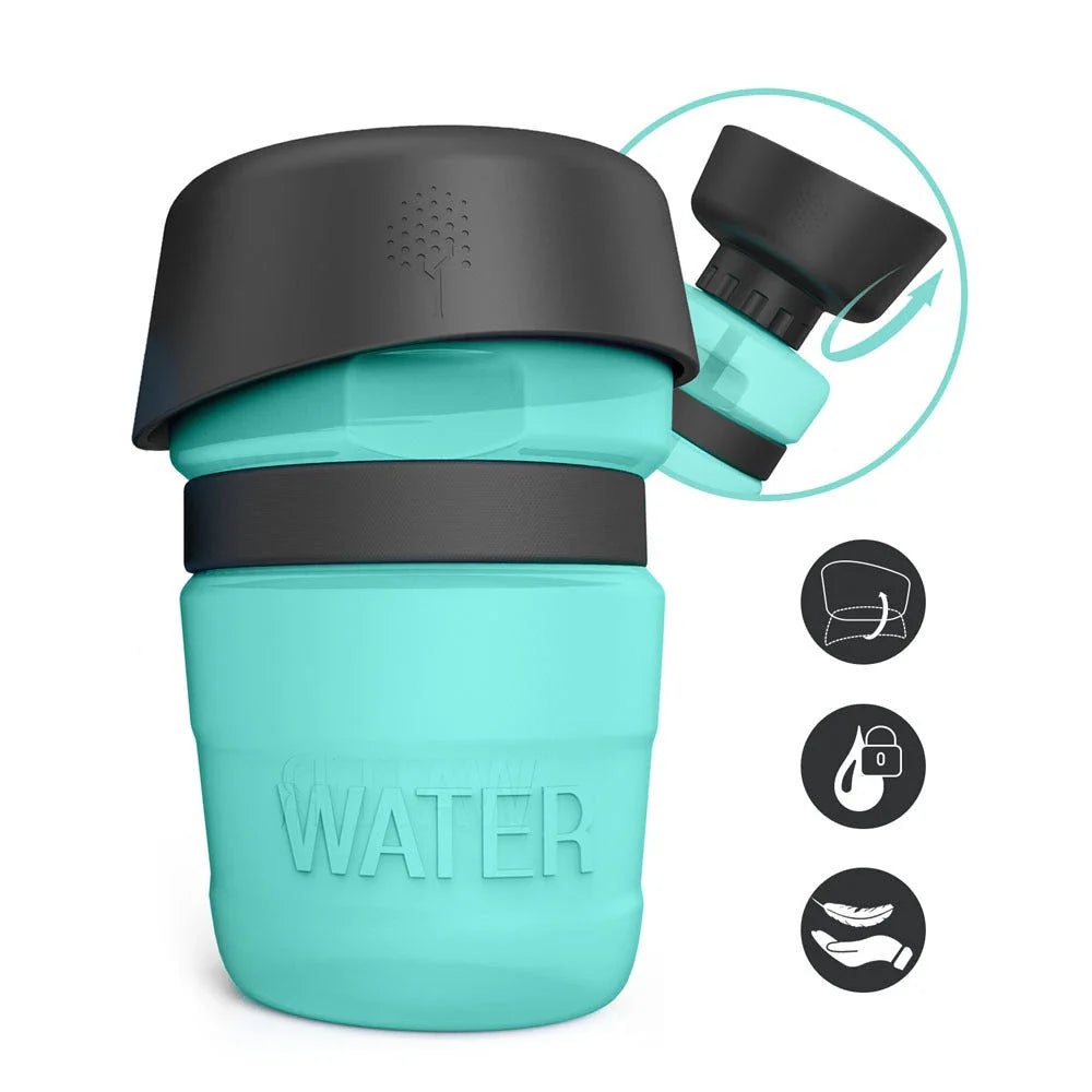 Foldable dog water bottle with integrated collapsible bowl for convenient hydration on the go