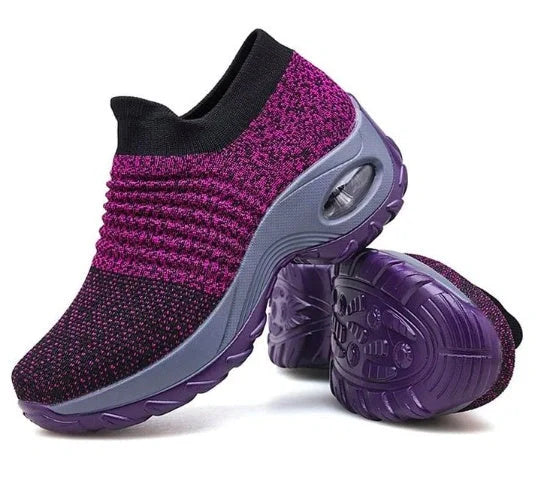 Stylish Korean mesh dancing shoes with wedge heel, available in multiple colours