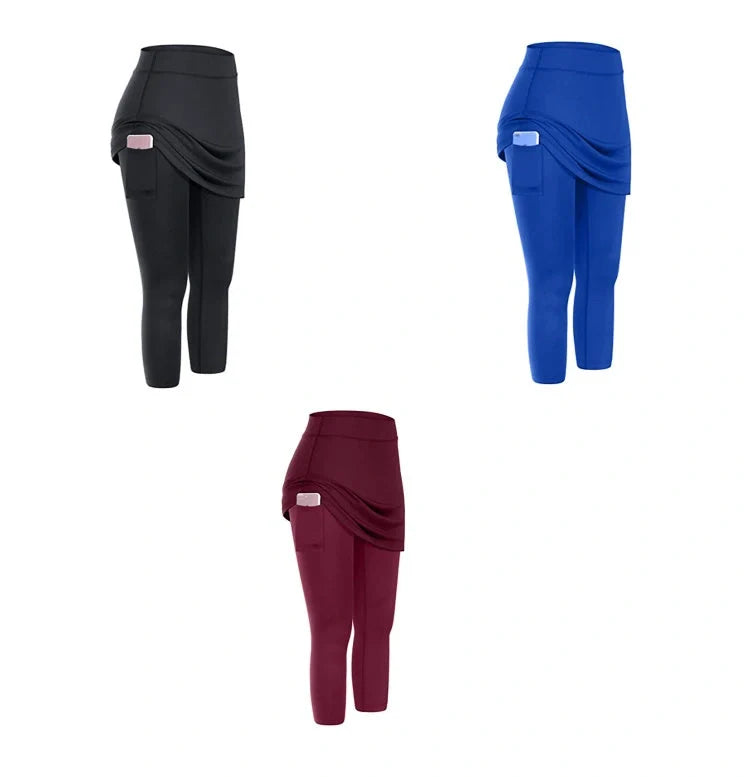 Women's tennis skirted leggings with pockets in various colours