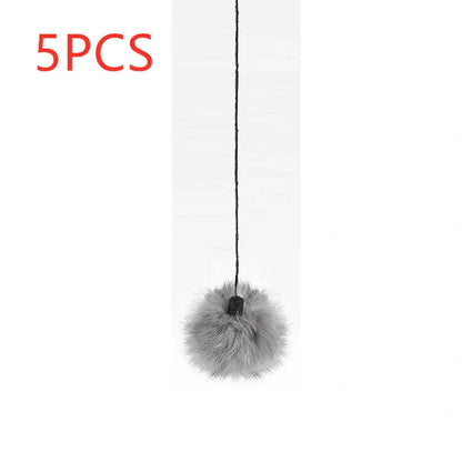 Interactive electronic motion cat toy with real fur ball, 7cm diameter, for stimulating play