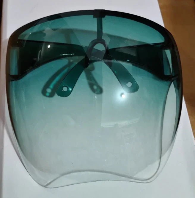 Premium multi-function face shield glasses with anti-fog coating, durable plastic frame, and crystal-clear lenses for sun protection and safety