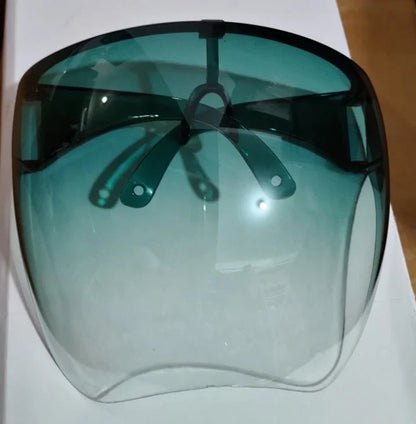 Premium multi-function face shield glasses with anti-fog coating, durable plastic frame, and crystal-clear lenses for sun protection and safety