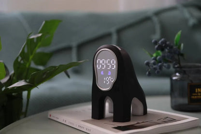 Stylish alarm clock with LED display, ambient lighting, and snooze function for a relaxing sleep environment