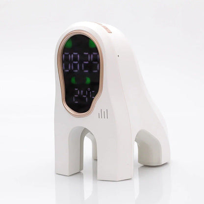 Stylish alarm clock with LED display, ambient lighting, and snooze function for a relaxing sleep environment