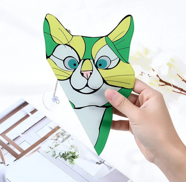 Colourful stained glass cat window hanger decoration, reusable PVC sticker