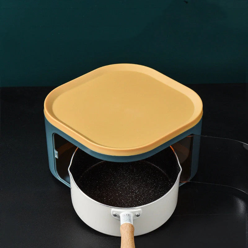 Stackable kitchen insulation vegetable cover with magnetic opening in white and blue