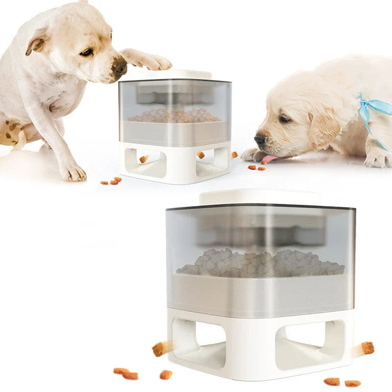 Bullet-shaped pet feeder with anti-slip base and slow feeding design for dogs and cats