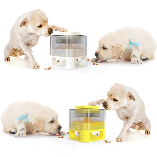 Bullet-shaped pet feeder with anti-slip base and slow feeding design for dogs and cats