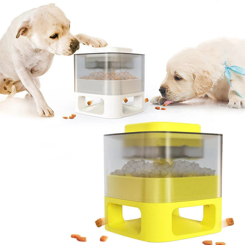 Bullet-shaped pet feeder with anti-slip base and slow feeding design for dogs and cats