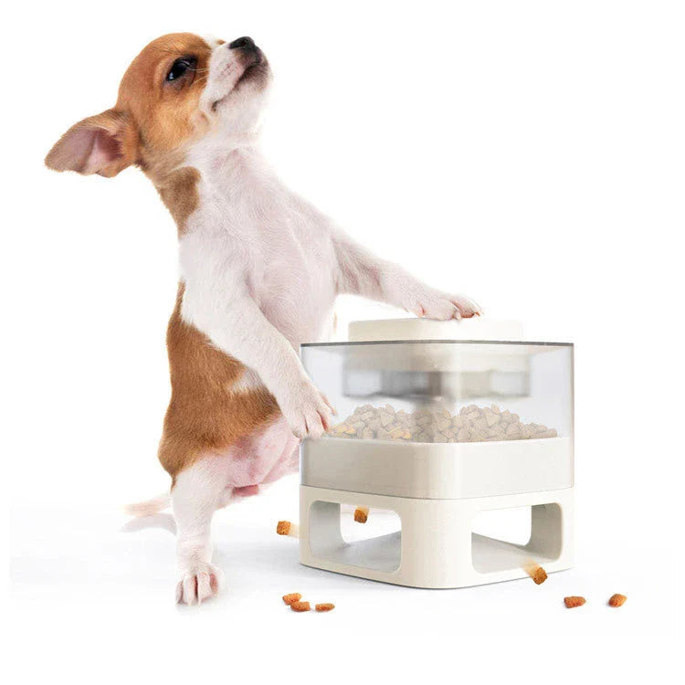 Bullet-shaped pet feeder with anti-slip base and slow feeding design for dogs and cats