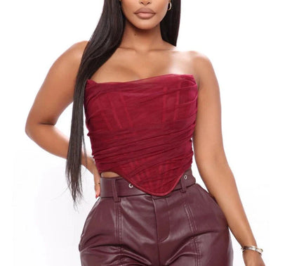 Fish Bone Net Gauze Corset Vest in various colours for women