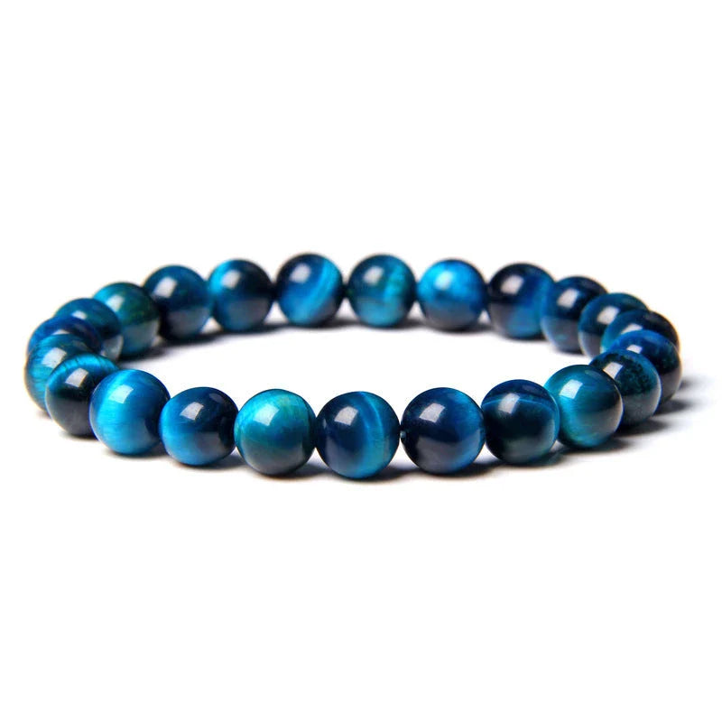 Elegant Royal Blue Beaded Bracelet with Tiger's Eye and Lapis Lazuli Stones