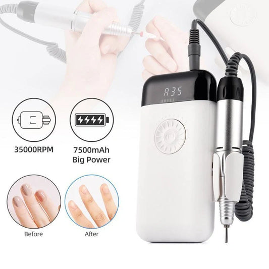 Professional portable nail drill machine in white with USB charging