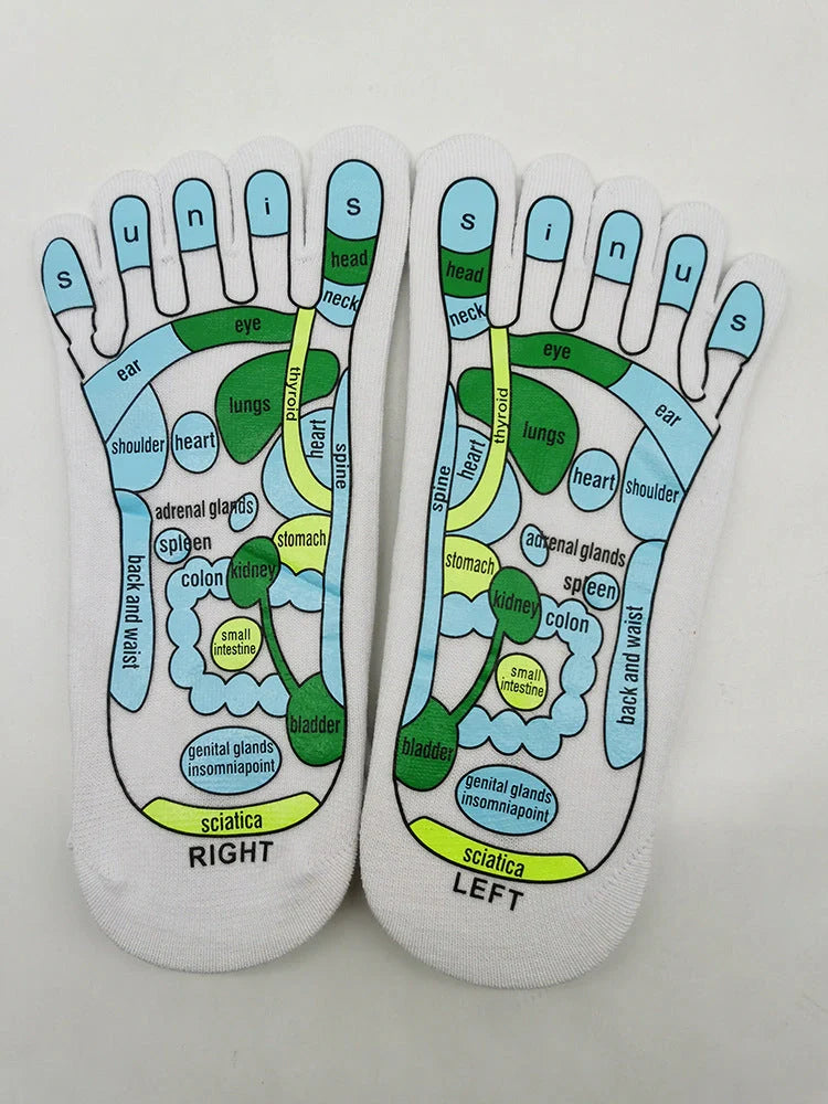 Reflexology socks with acupressure points for therapeutic foot massage