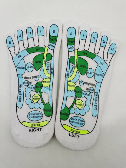 Reflexology socks with acupressure points for therapeutic foot massage