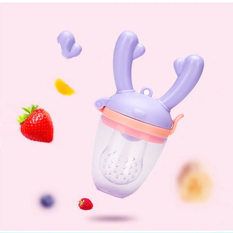 Baby Food Pacifier Clip with silica gel mesh bag for safe fruit and vegetable snacking