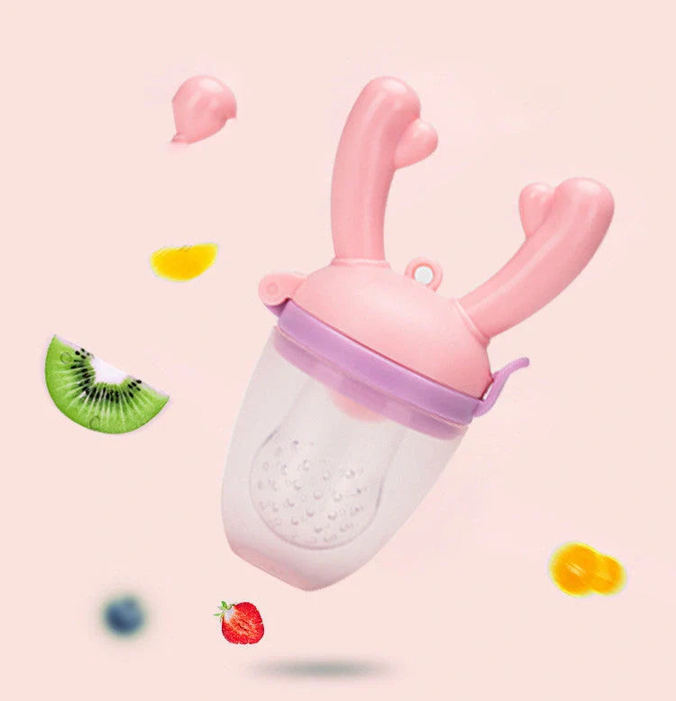 Baby Food Pacifier Clip with silica gel mesh bag for safe fruit and vegetable snacking