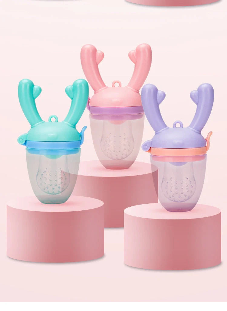 Baby Food Pacifier Clip with silica gel mesh bag for safe fruit and vegetable snacking