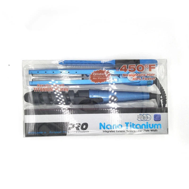 Titanium alloy spiral curler comb set for gentle hair styling with 31mm heat conductor