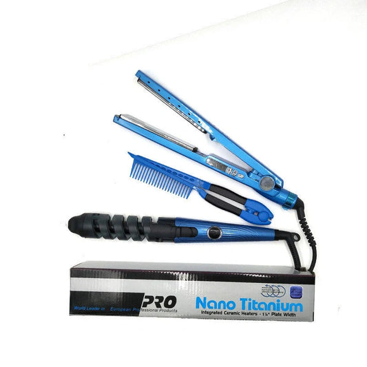Titanium alloy spiral curler comb set for gentle hair styling with 31mm heat conductor