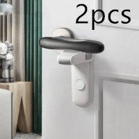 Children's door lever lock in enamel grey for safety and pet control