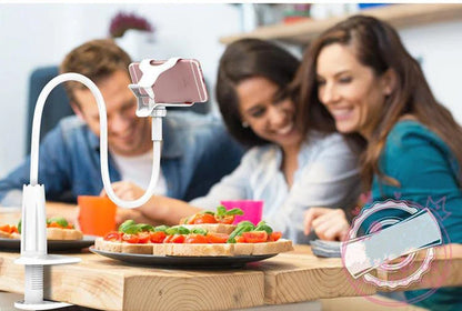 Versatile tablet and phone stand with 360-degree rotation for comfortable hands-free use while lounging on the couch or in bed