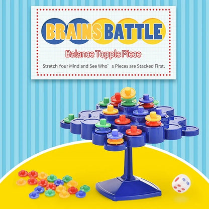 Montessori Balance Turntable Stacking Game in vibrant blue, perfect for family fun and learning