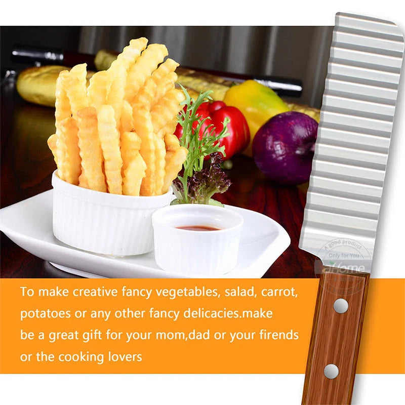 Stainless Steel Wave Fry Cutter for Cutting Potatoes, Vegetables, and Fruits into Wavy Patterns