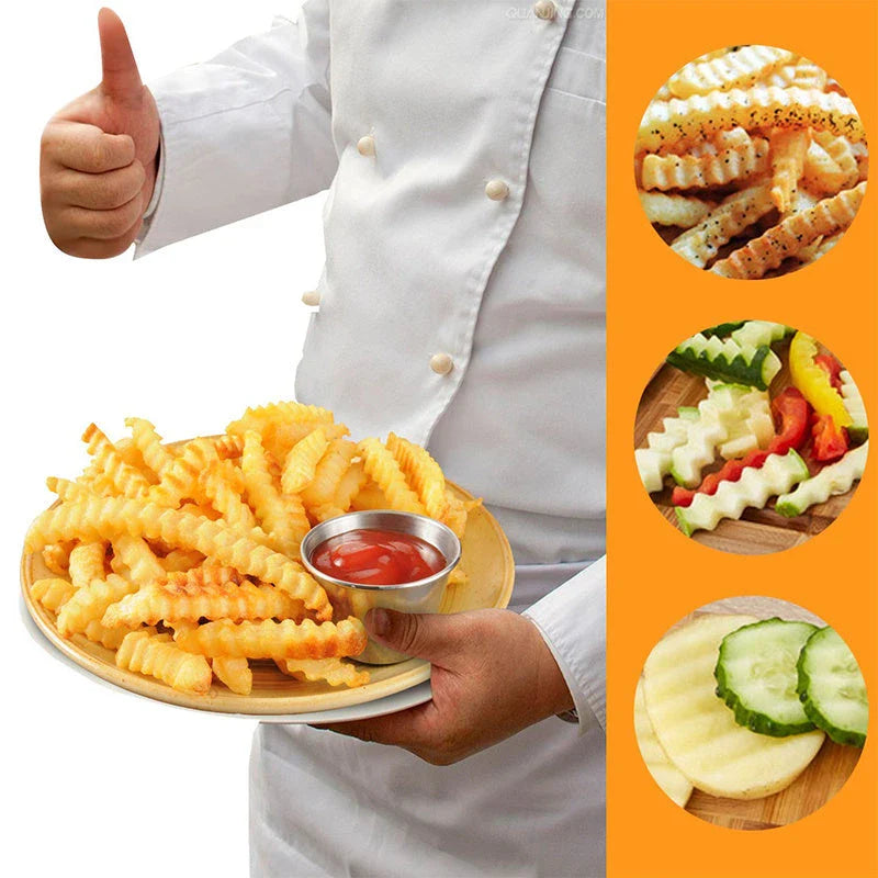 Stainless Steel Wave Fry Cutter for Cutting Potatoes, Vegetables, and Fruits into Wavy Patterns