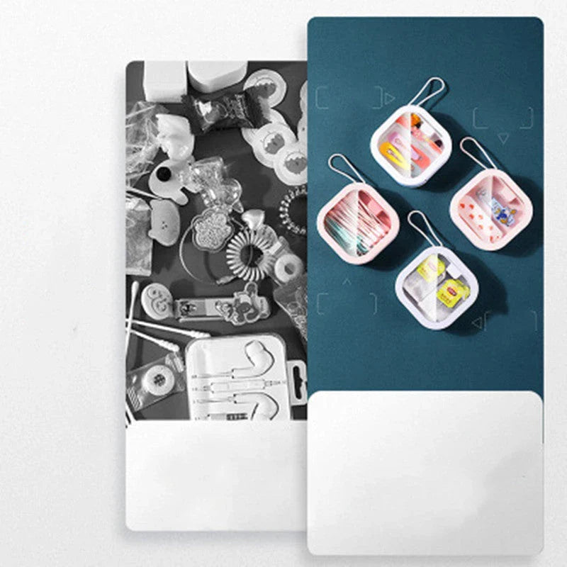 Compact tabletop storage organizer with discreet push-open design, perfect for storing jewelry, candy, cotton swabs, and more
