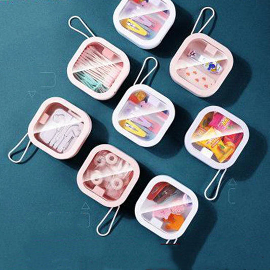Compact tabletop storage organizer with discreet push-open design, perfect for storing jewelry, candy, cotton swabs, and more