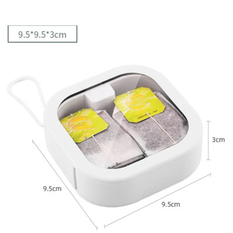 Compact tabletop storage organizer with discreet push-open design, perfect for storing jewelry, candy, cotton swabs, and more