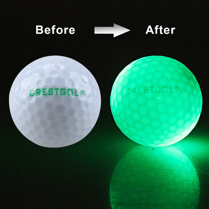 Luminous golf balls emitting a trail of light as they soar through the night sky, offering a captivating golfing experience.