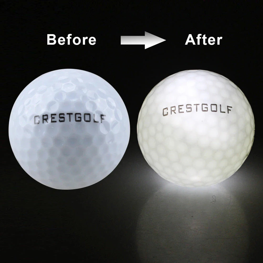 Luminous golf balls emitting a trail of light as they soar through the night sky, offering a captivating golfing experience.