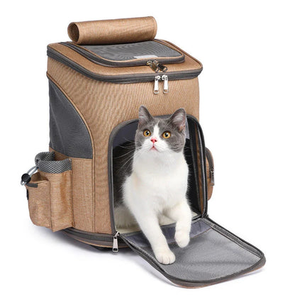 Premium portable folding pet carrier backpack with wheeled trolley in multiple colours
